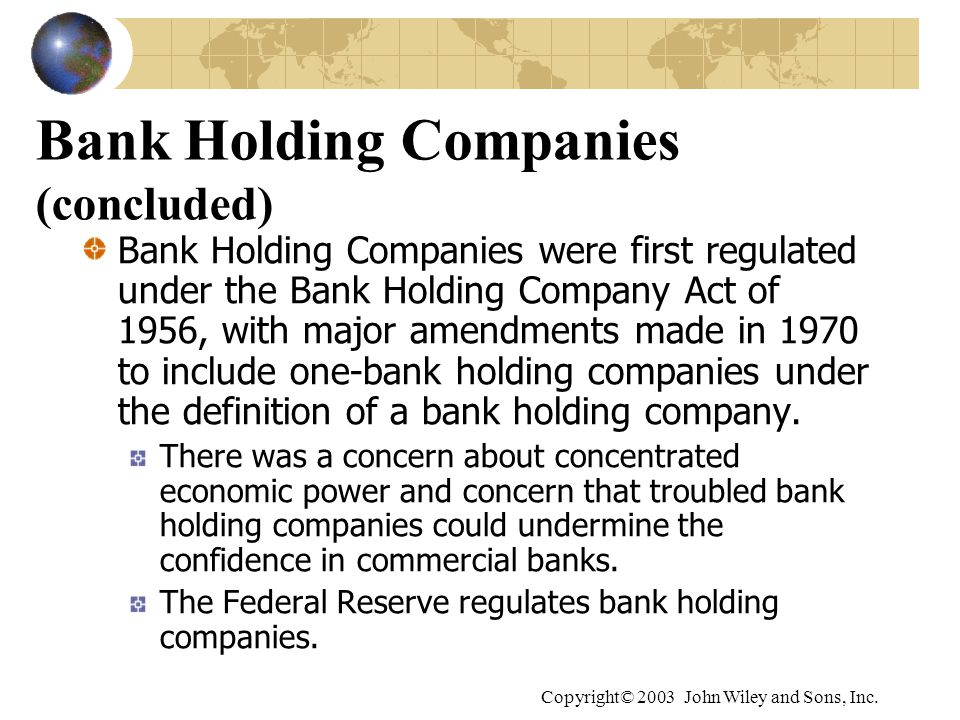 Bank Holding Companies (concluded)