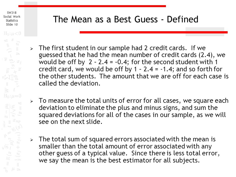 The Mean as a Best Guess - Defined