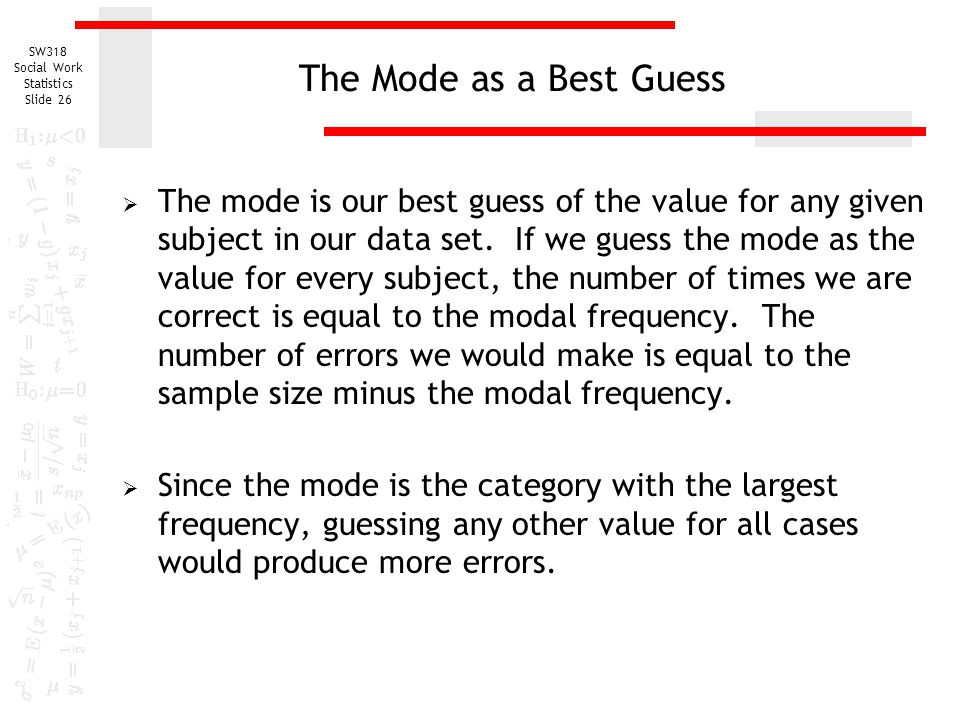 The Mode as a Best Guess