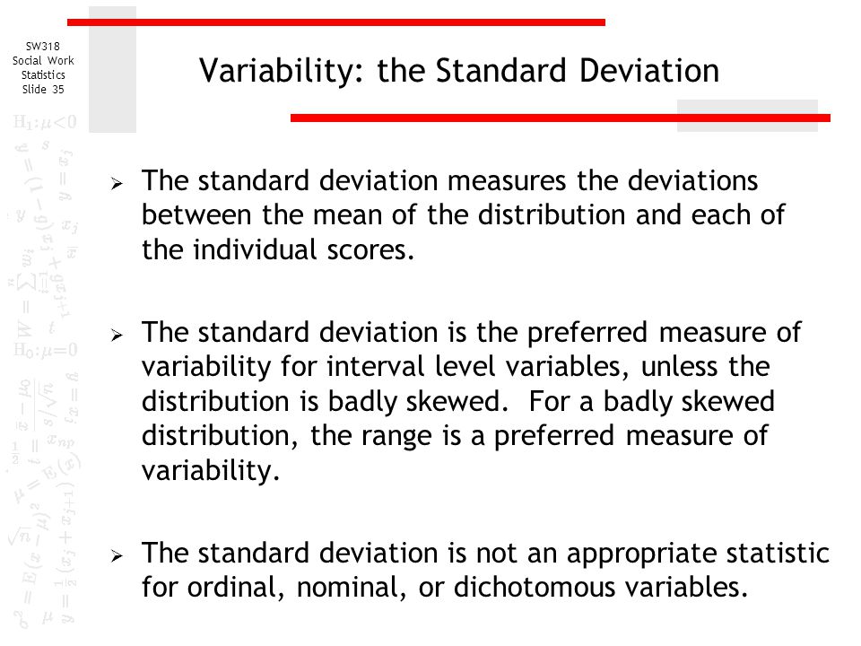 Variability: the Standard Deviation