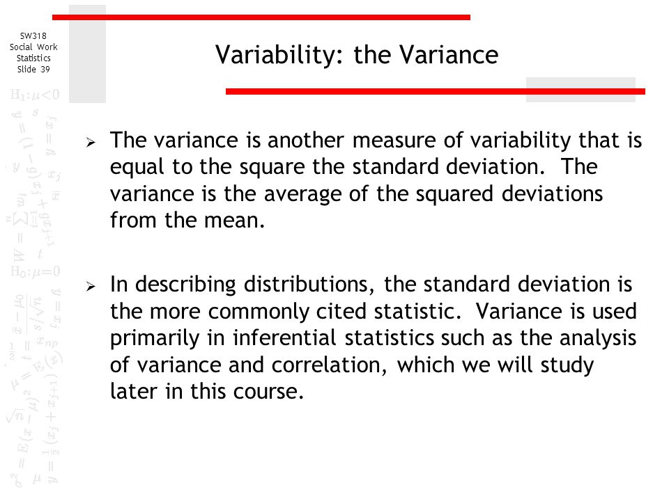 Variability: the Variance