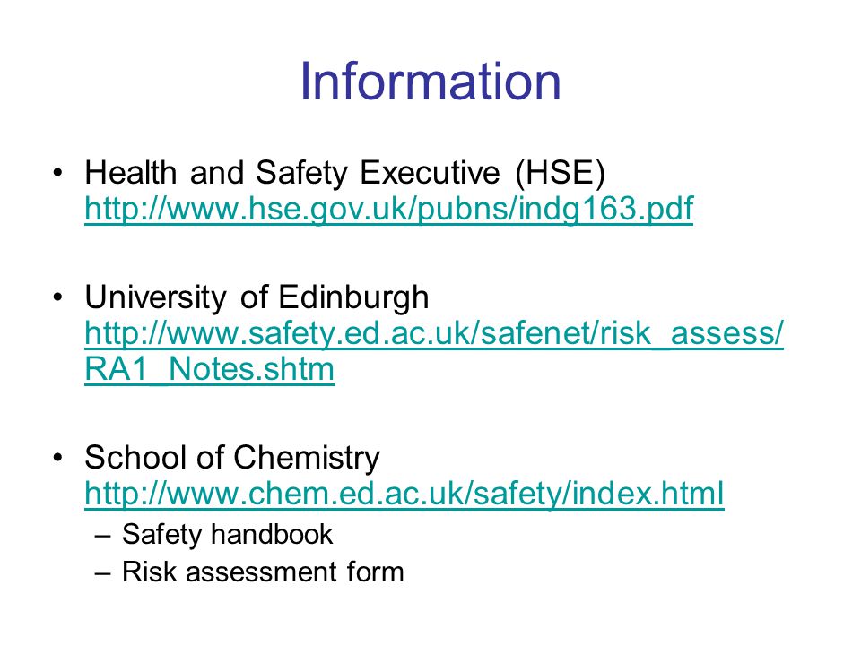 Information Health and Safety Executive (HSE)