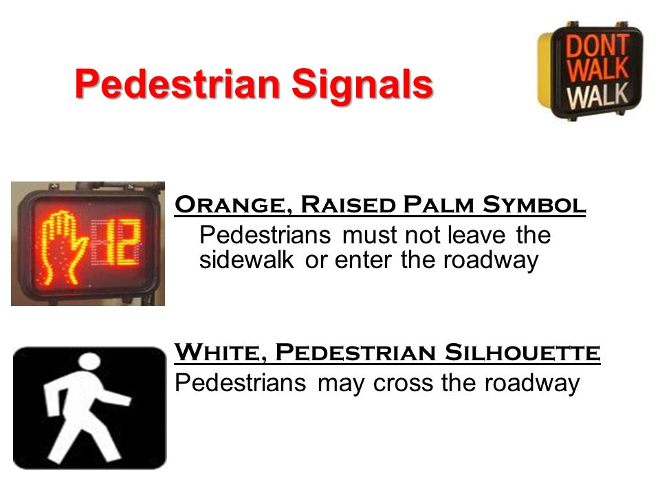 Pedestrian Signals Orange, Raised Palm Symbol