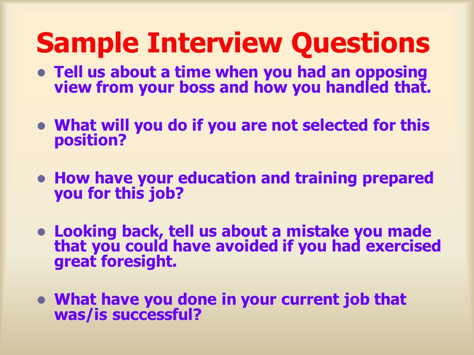 Sample Interview Questions