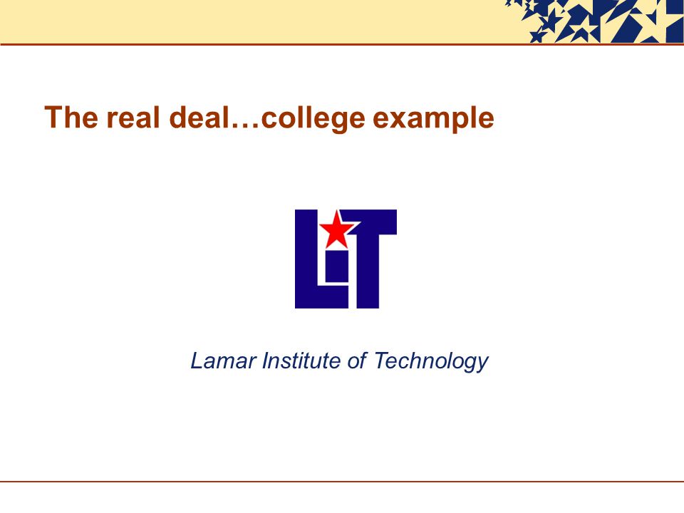 The real deal…college example