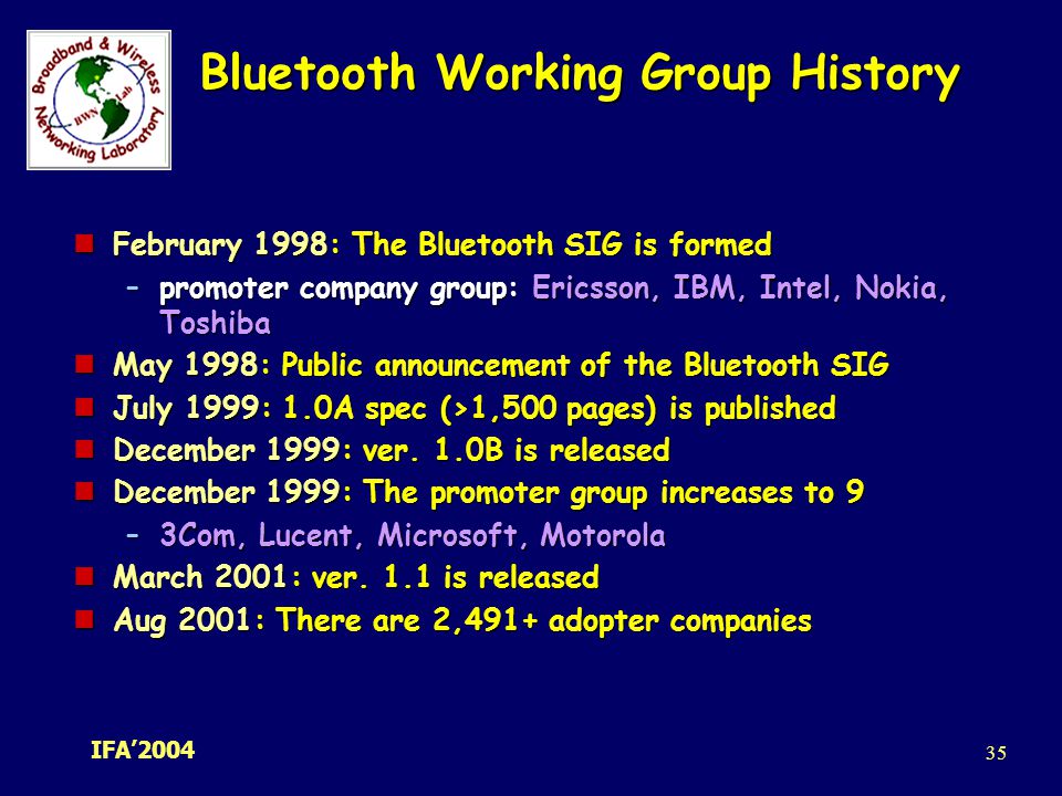 Bluetooth Working Group History