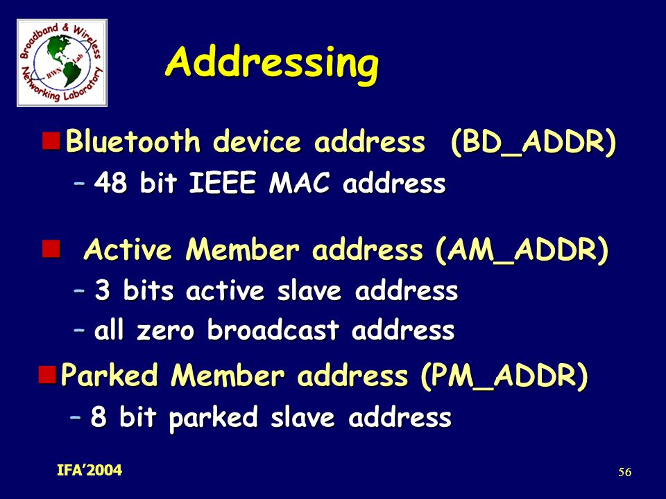 Addressing Bluetooth device address (BD_ADDR)