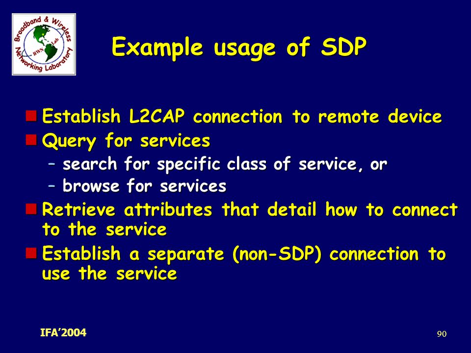 Example usage of SDP Establish L2CAP connection to remote device