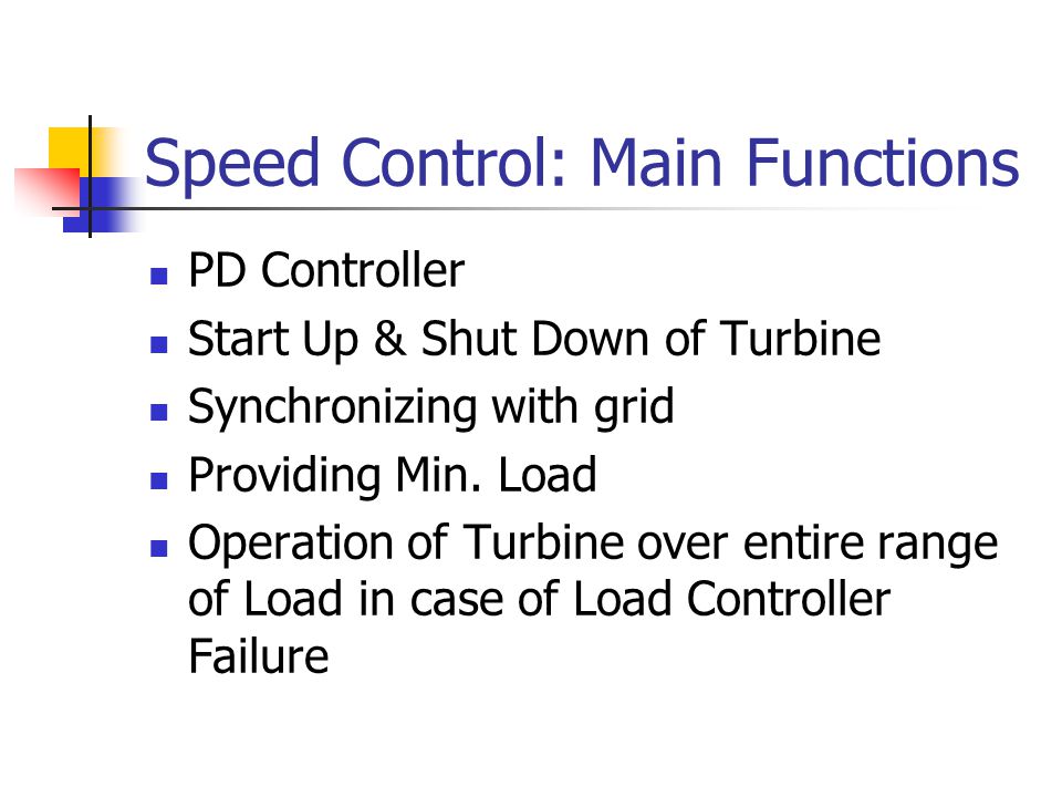 Speed Control: Main Functions