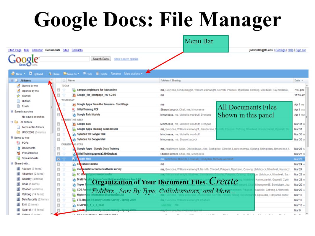 Google Docs: File Manager