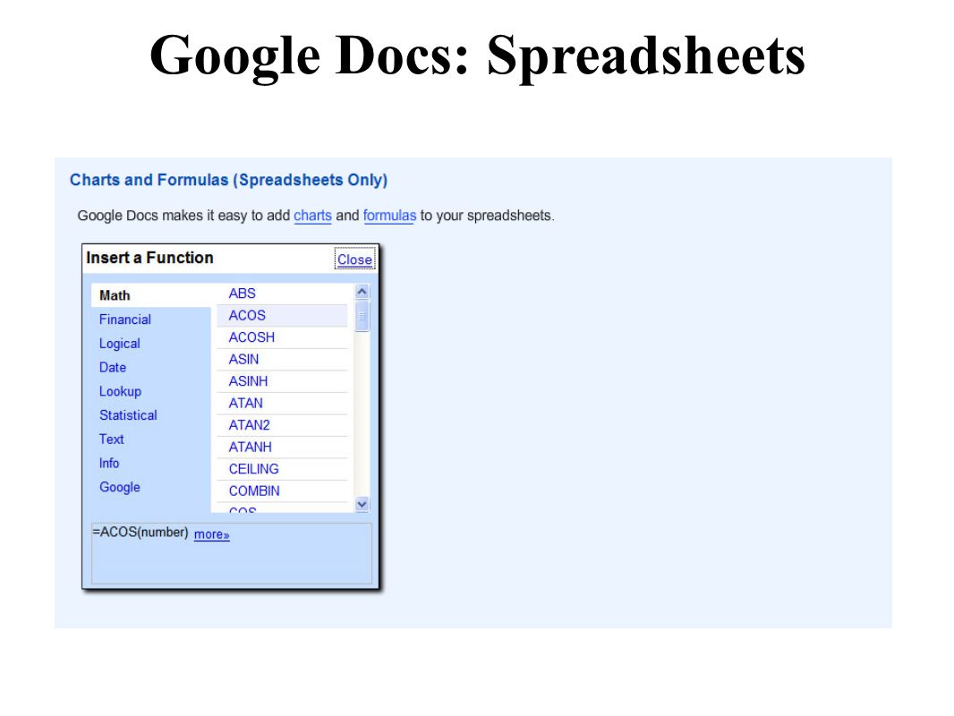 Google Docs: Spreadsheets