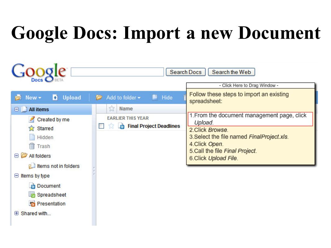 Google Docs: Import a new Document