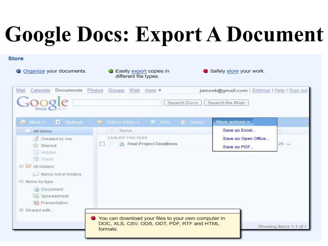 Google Docs: Export A Document