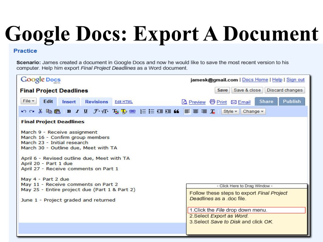 Google Docs: Export A Document