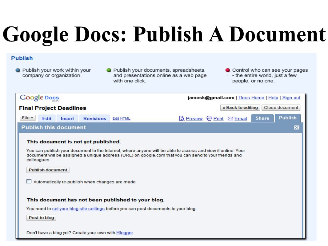 Google Docs: Publish A Document