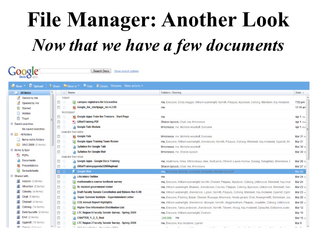 File Manager: Another Look Now that we have a few documents