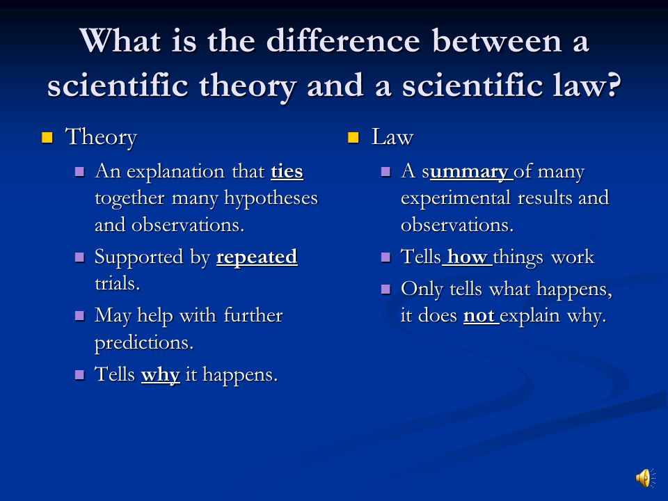 What is the difference between a scientific theory and a scientific law