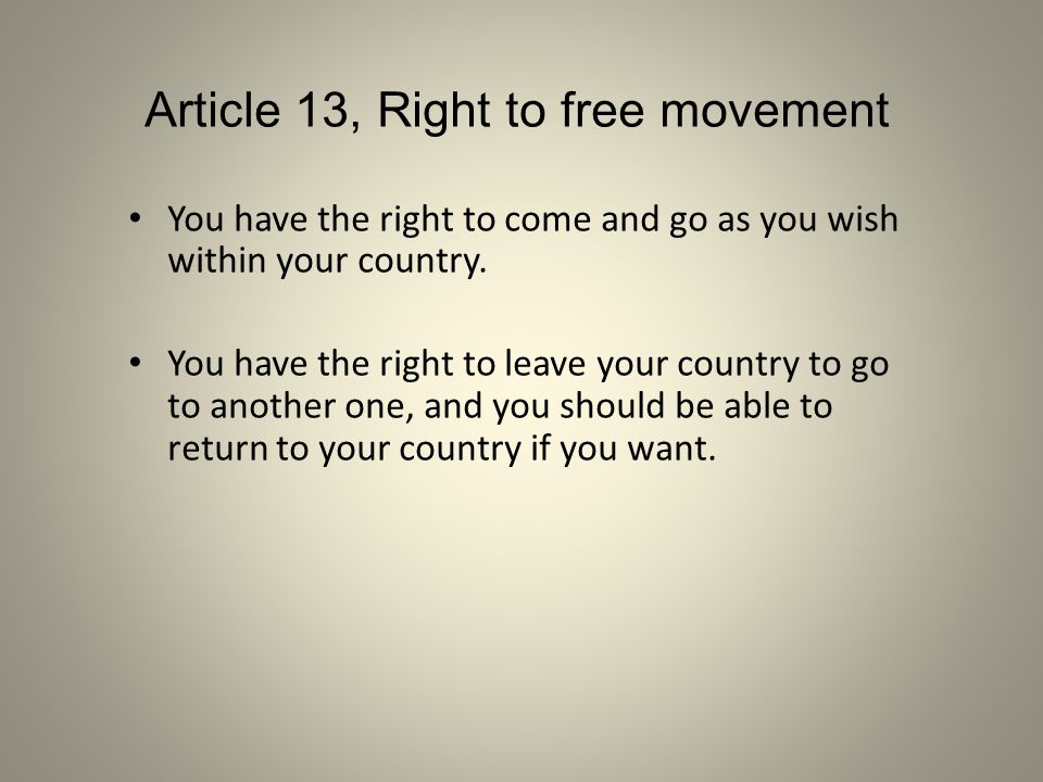 Article 13, Right to free movement