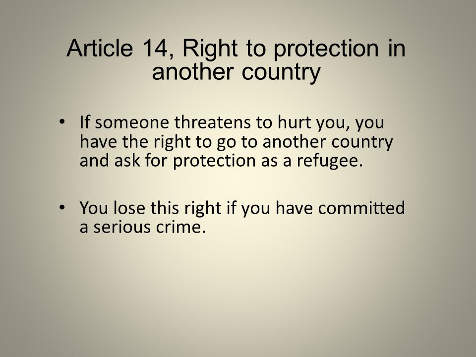 Article 14, Right to protection in another country