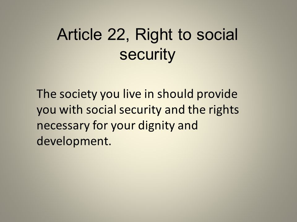 Article 22, Right to social security