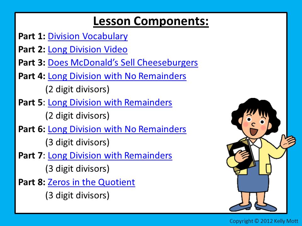 Lesson Components: Part 1: Division Vocabulary