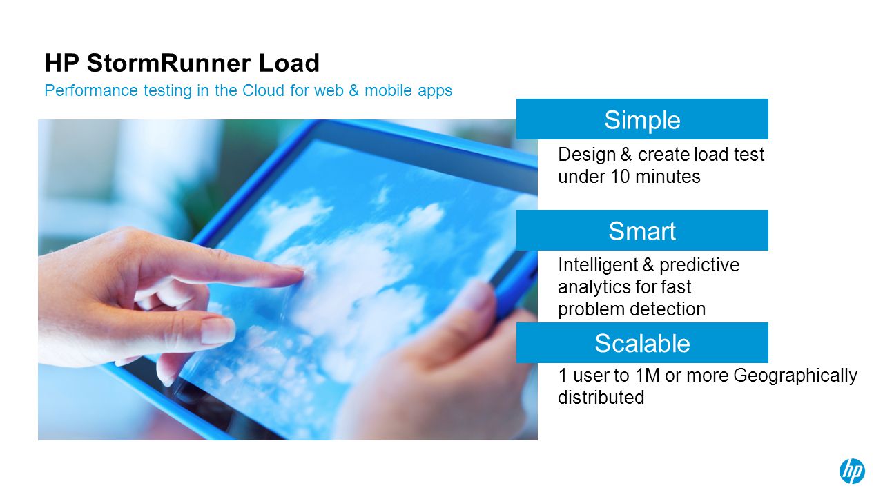 HP StormRunner Load Simple Smart Scalable Design & create load test