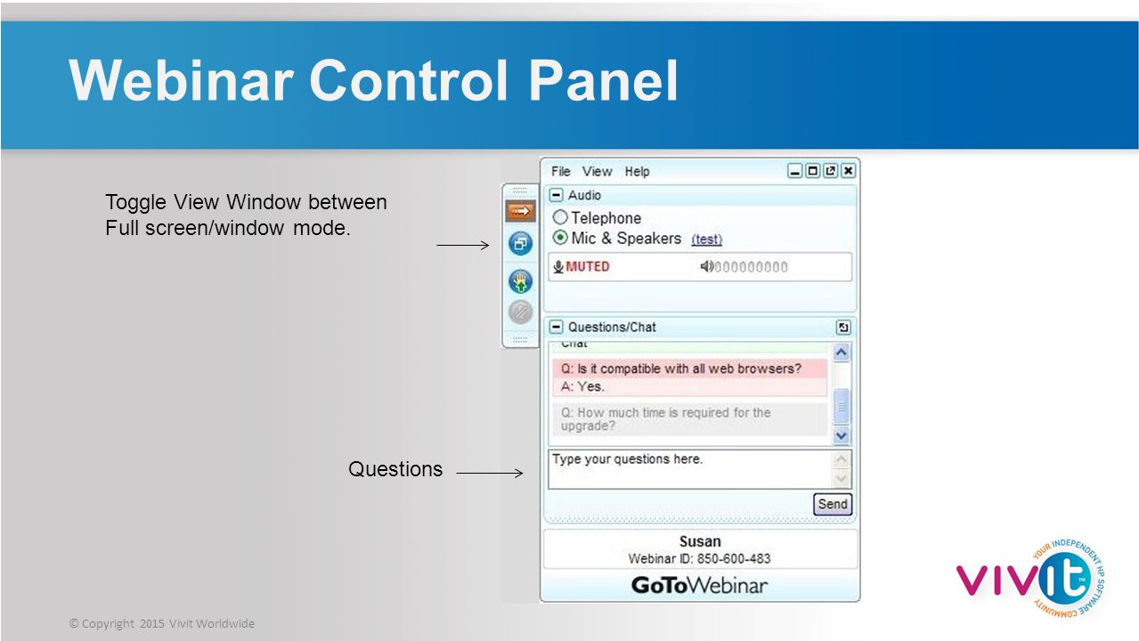 Webinar Control Panel Toggle View Window between