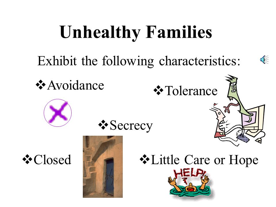 Unhealthy Families Exhibit the following characteristics: Avoidance