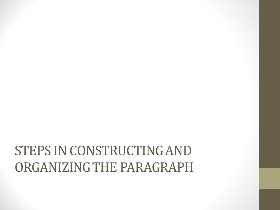 Steps in constructing and organizing the paragraph