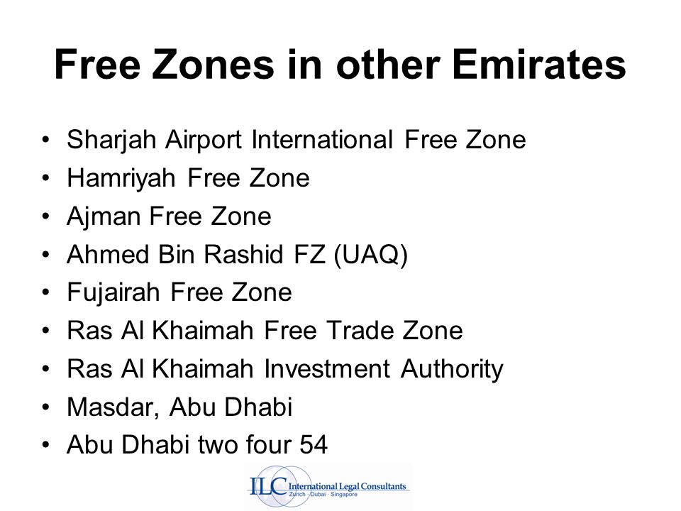 Free Zones in other Emirates