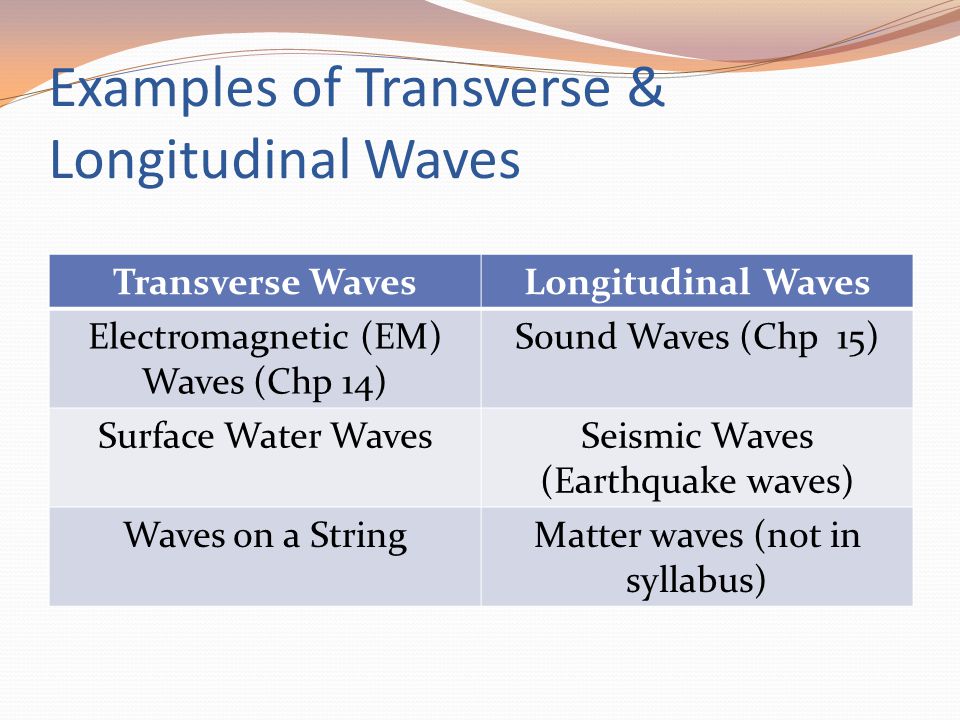 Characteristics Of Longitudinal And Transverse Waves Class ...