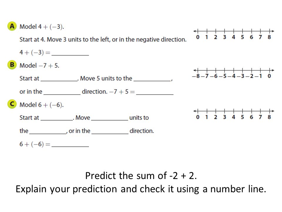 Explain your prediction and check it using a number line.