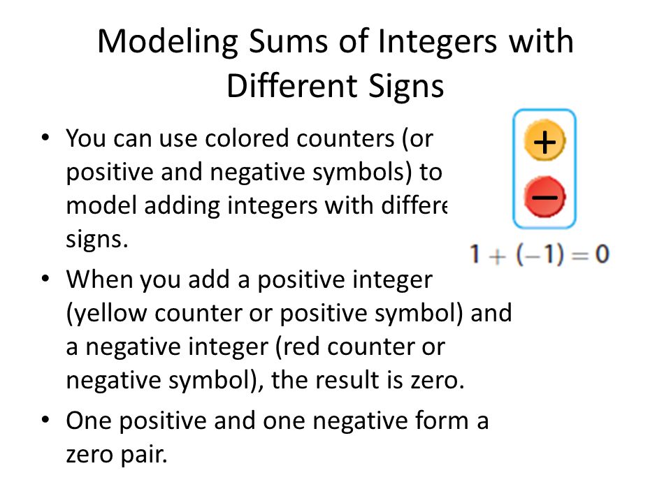 Modeling Sums of Integers with Different Signs