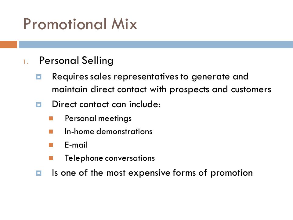 Promotional Mix Personal Selling
