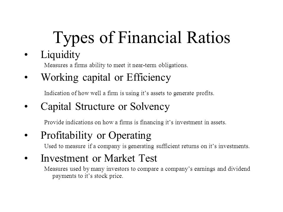 Types of Financial Ratios