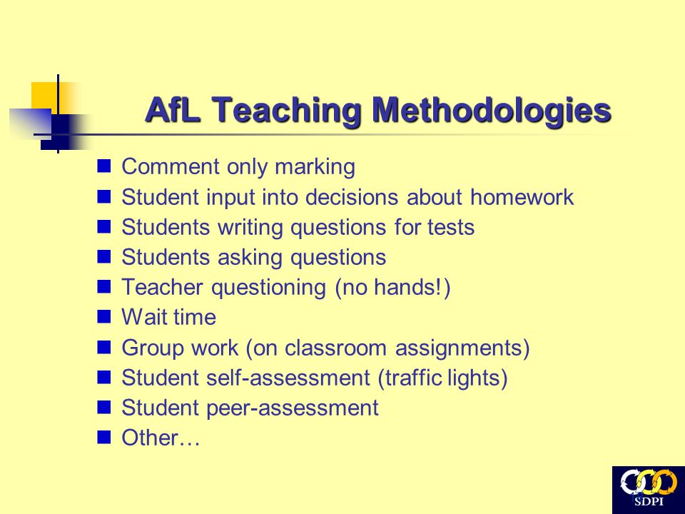 AfL Teaching Methodologies