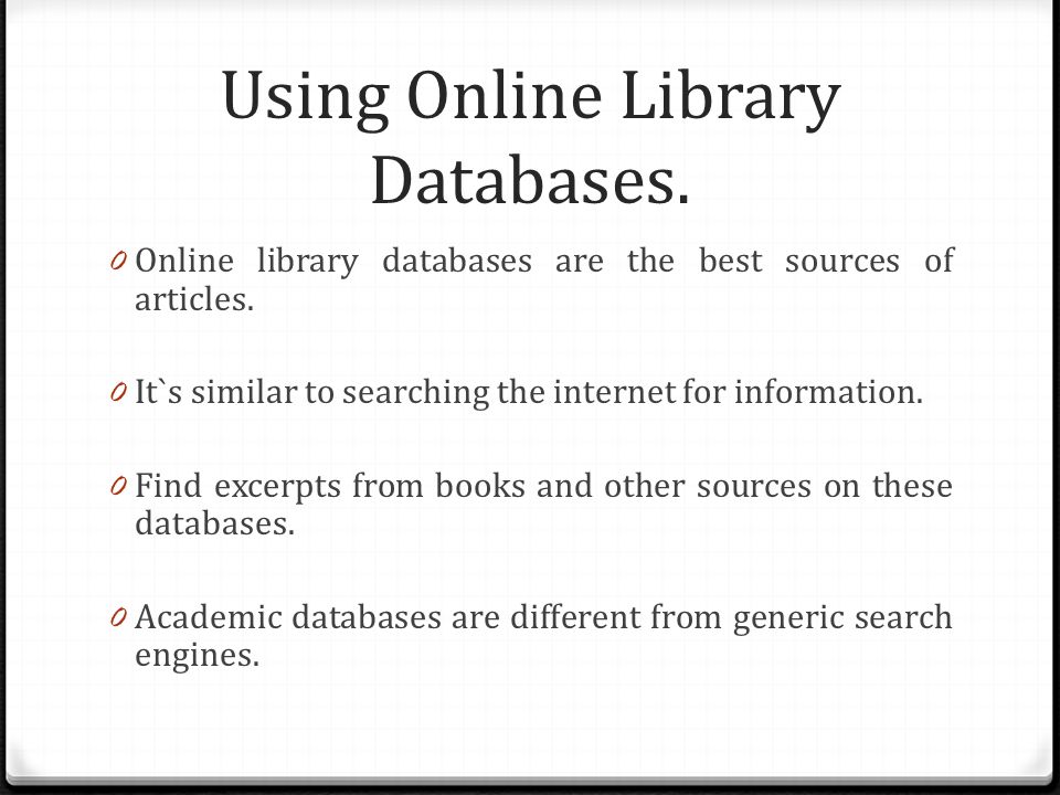 Using Online Library Databases.