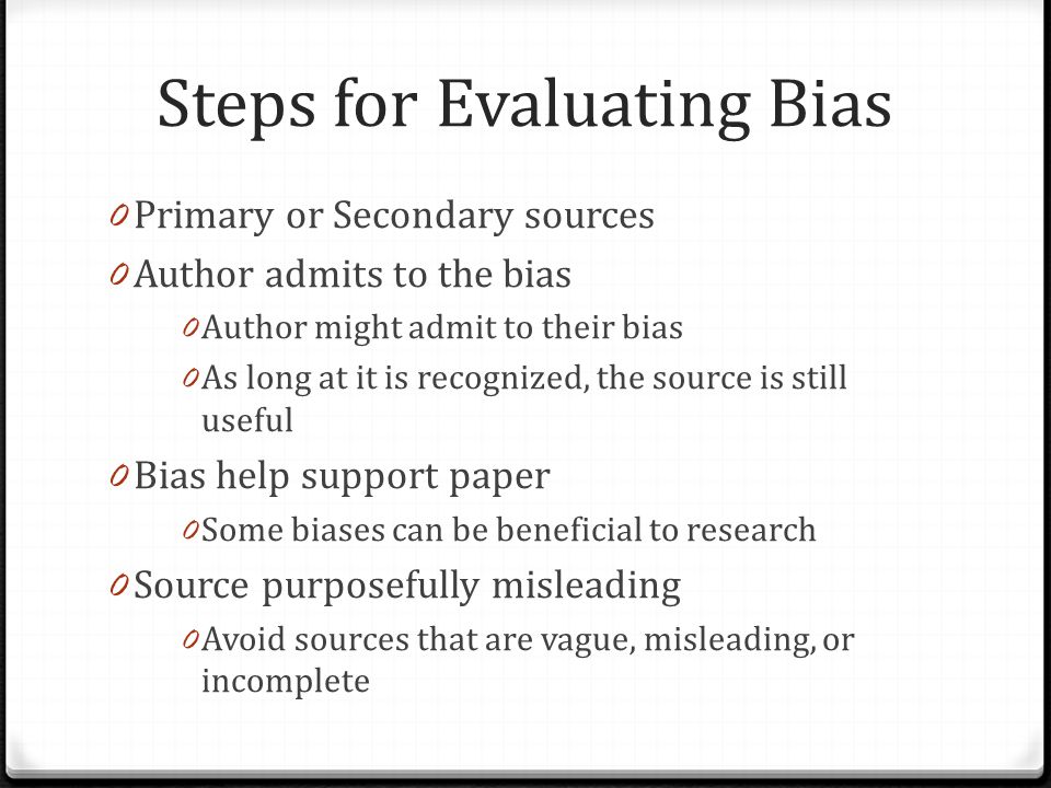 Steps for Evaluating Bias