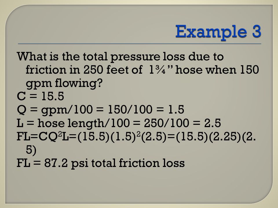 Firefighter Friction Loss Chart