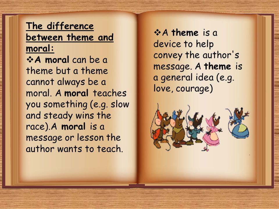 The difference between theme and moral: