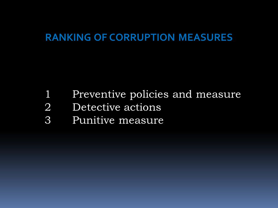 RANKING OF CORRUPTION MEASURES