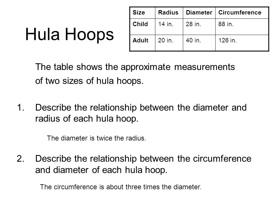 hula hoop diameter