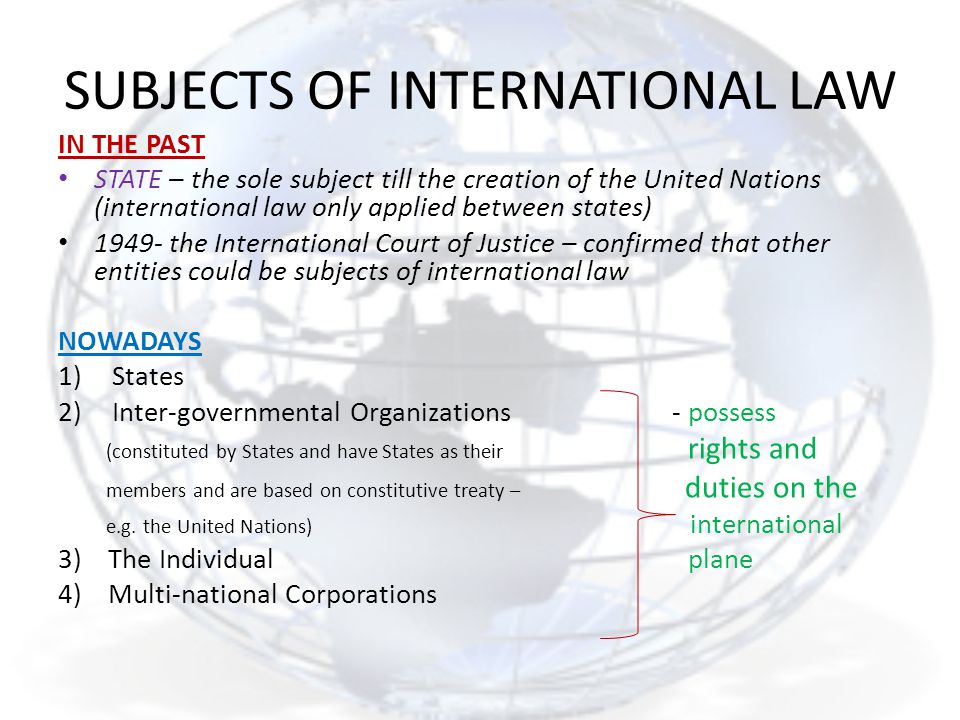 SUBJECTS OF INTERNATIONAL LAW