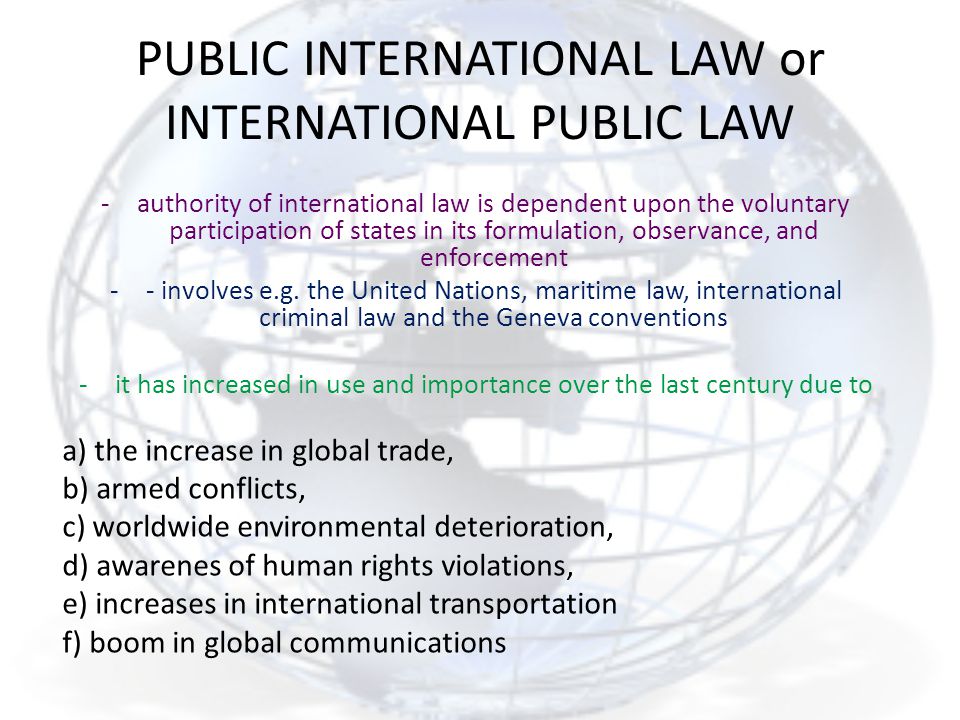 PUBLIC INTERNATIONAL LAW or INTERNATIONAL PUBLIC LAW