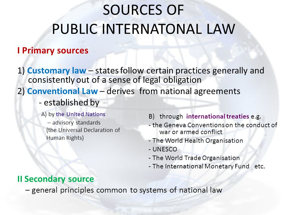 SOURCES OF PUBLIC INTERNATONAL LAW