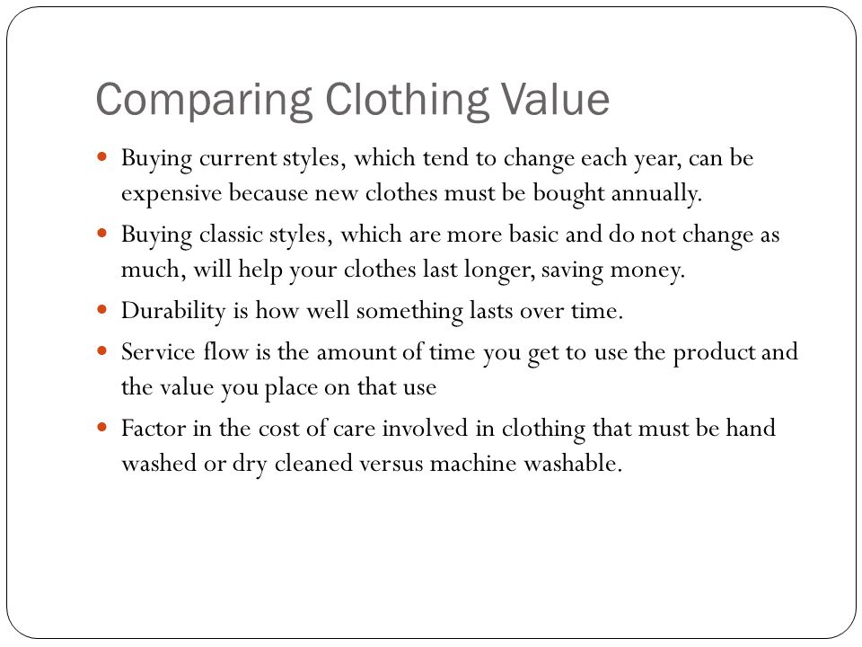 Comparing Clothing Value