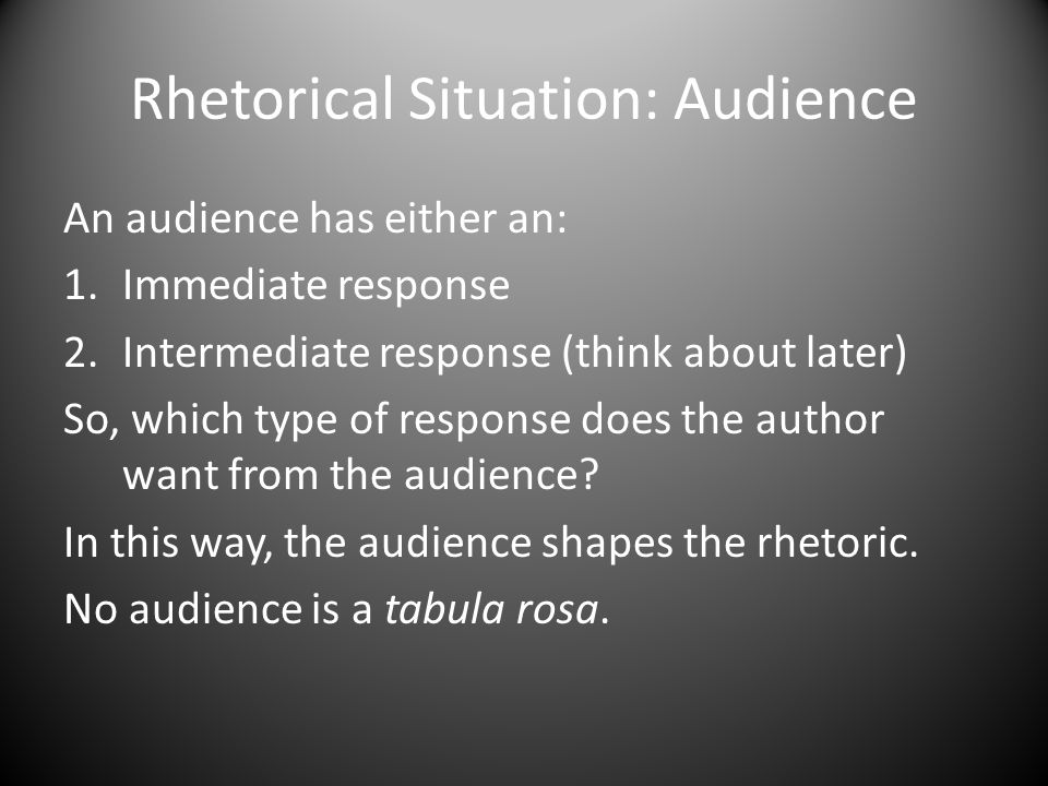 Rhetorical Situation: Audience