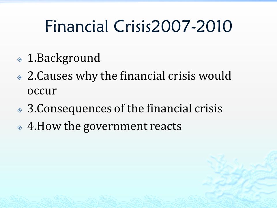 Financial Crisis Background