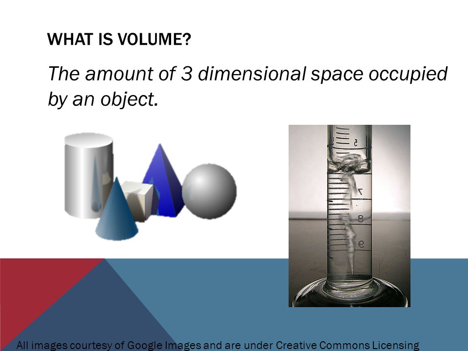 The amount of 3 dimensional space occupied by an object.