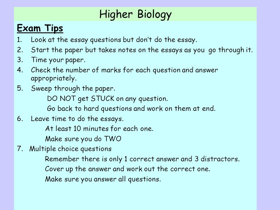 Higher Biology Exam Tips